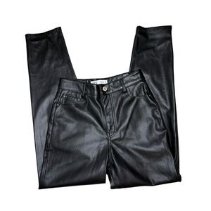 Zara Faux Leather Pants Black Skinny Leg Size 2 (EUR 34)